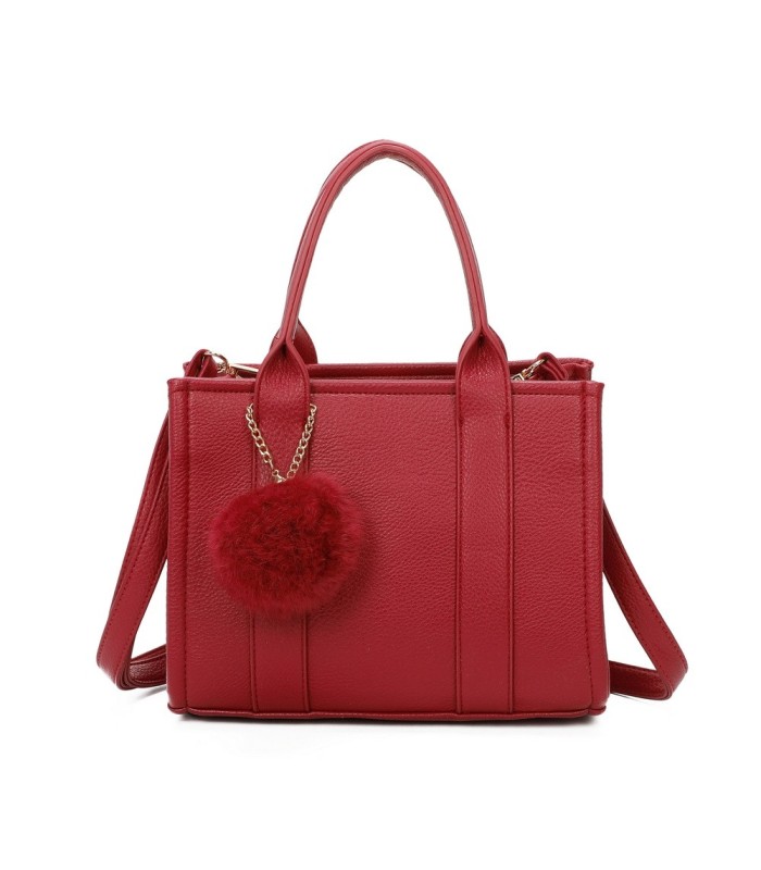 T11566 - Bolso Toten Bag mediano a juego con pompón decorativo