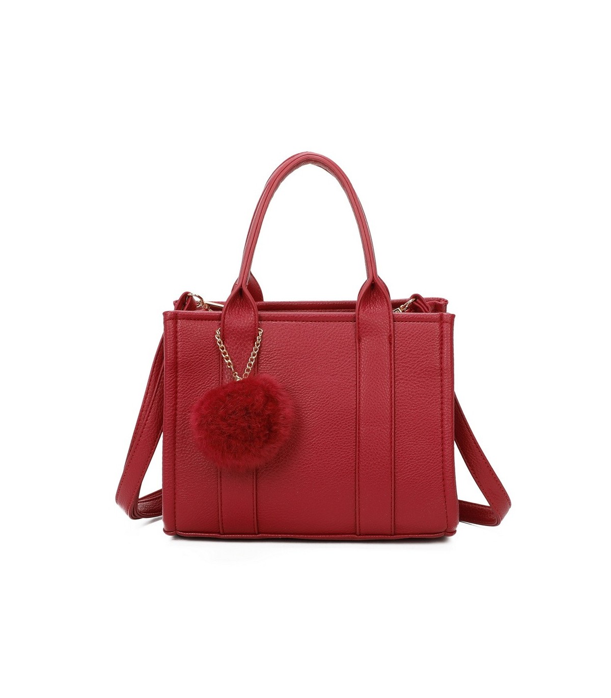 T11566 - Bolso Toten Bag mediano a juego con pompón decorativo