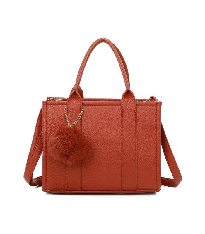 T11566 - Bolso Toten Bag mediano a juego con pompón decorativo
