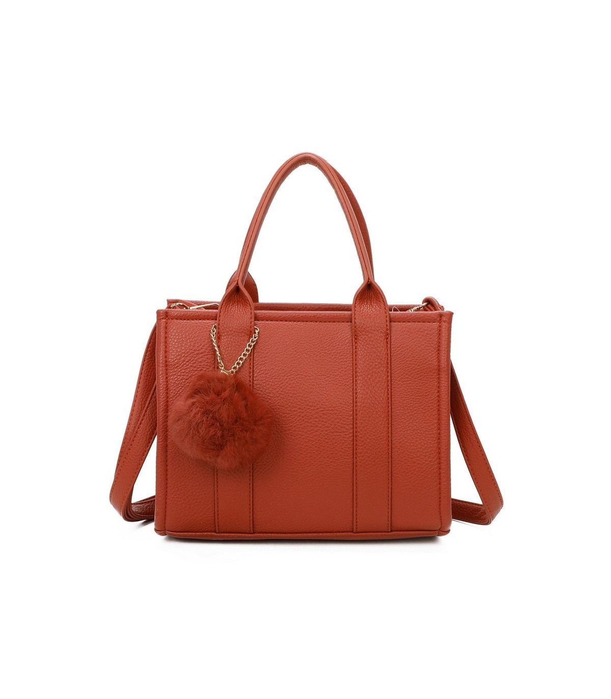 T11566 - Bolso Toten Bag mediano a juego con pompón decorativo
