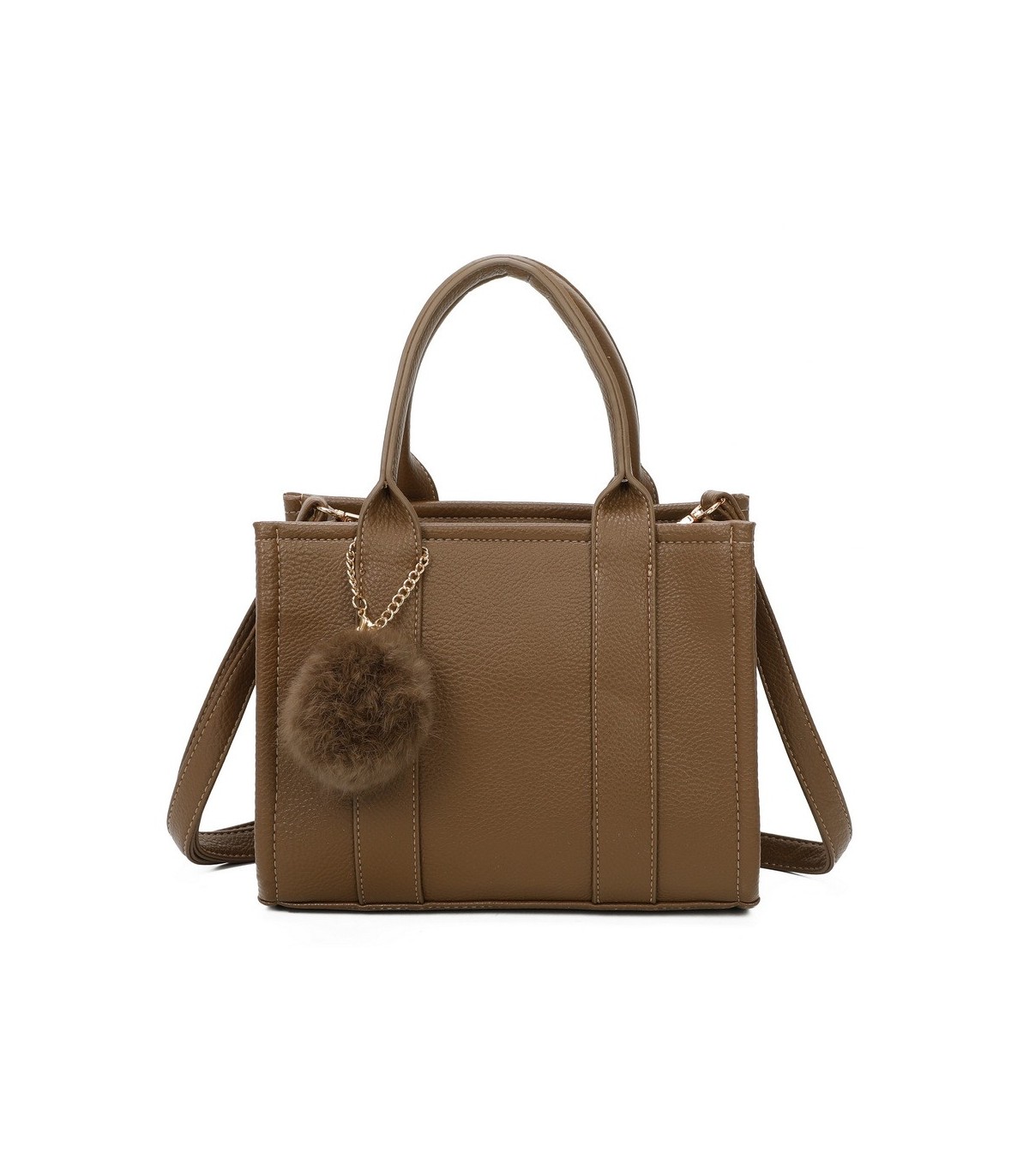 T11566 - Bolso Toten Bag mediano a juego con pompón decorativo