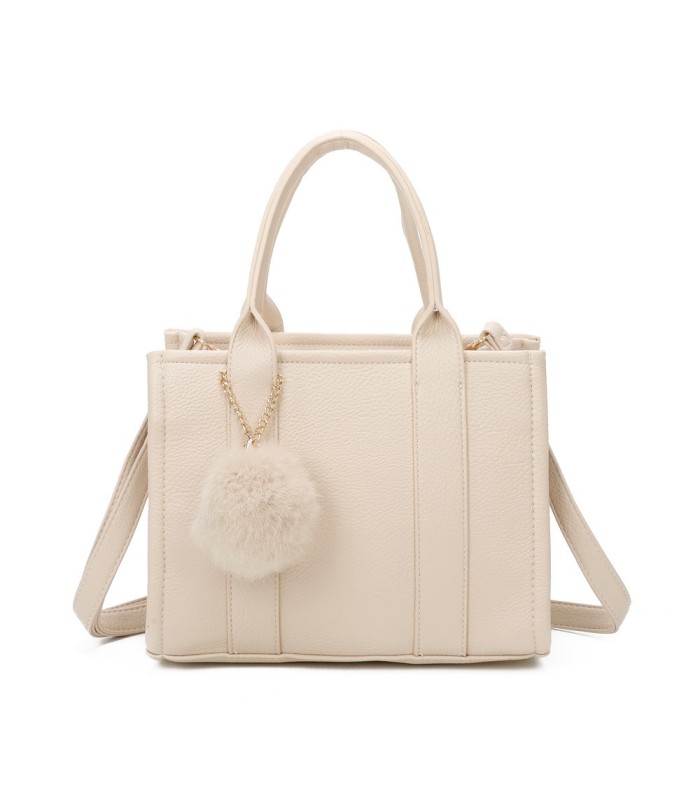 T11566 - Bolso Toten Bag mediano a juego con pompón decorativo