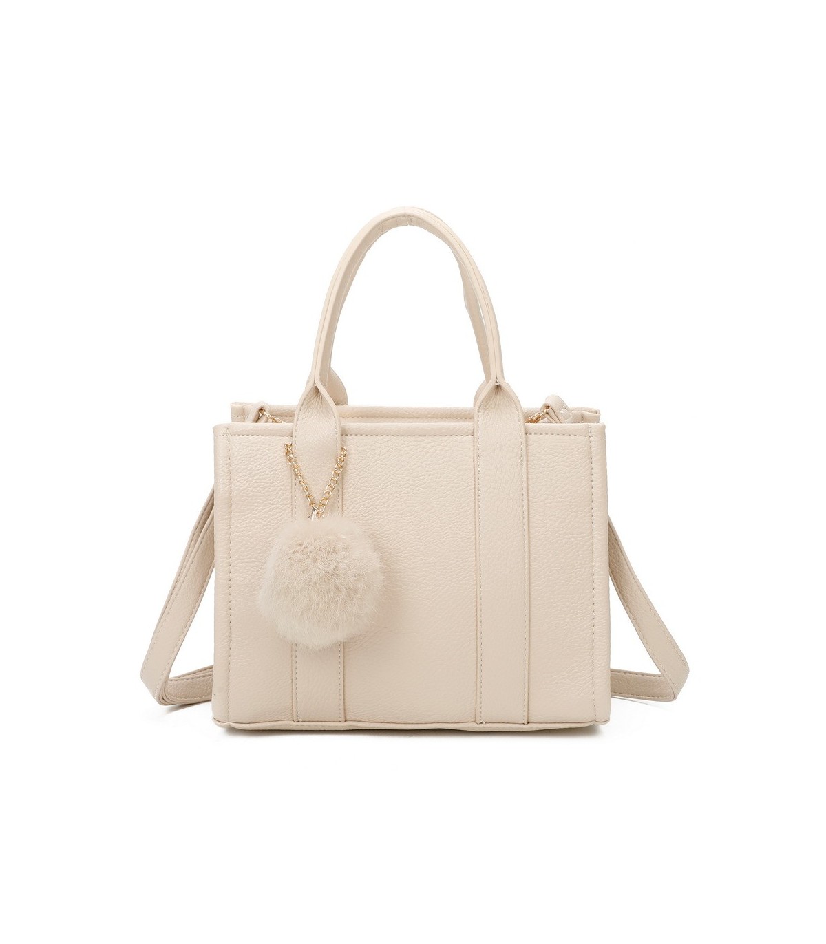 T11566 - Bolso Toten Bag mediano a juego con pompón decorativo