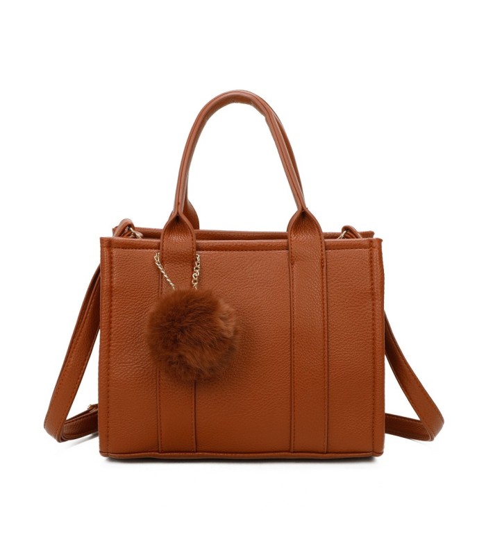 T11566 - Bolso Toten Bag mediano a juego con pompón decorativo