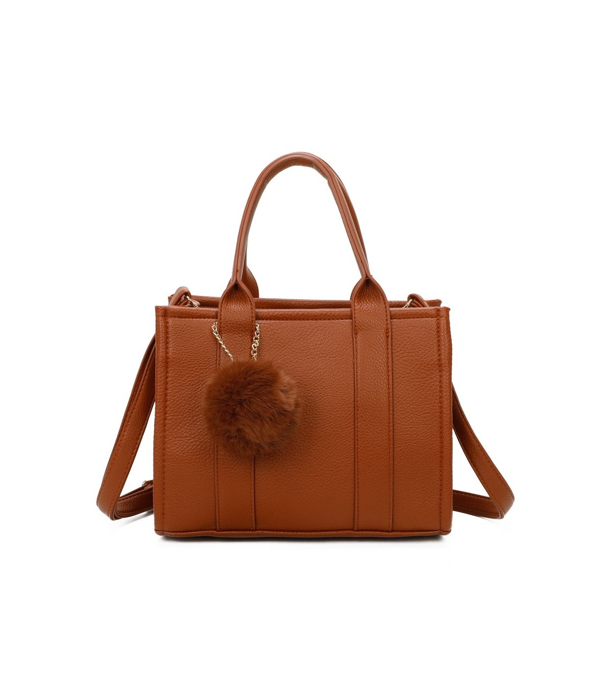 T11566 - Bolso Toten Bag mediano a juego con pompón decorativo