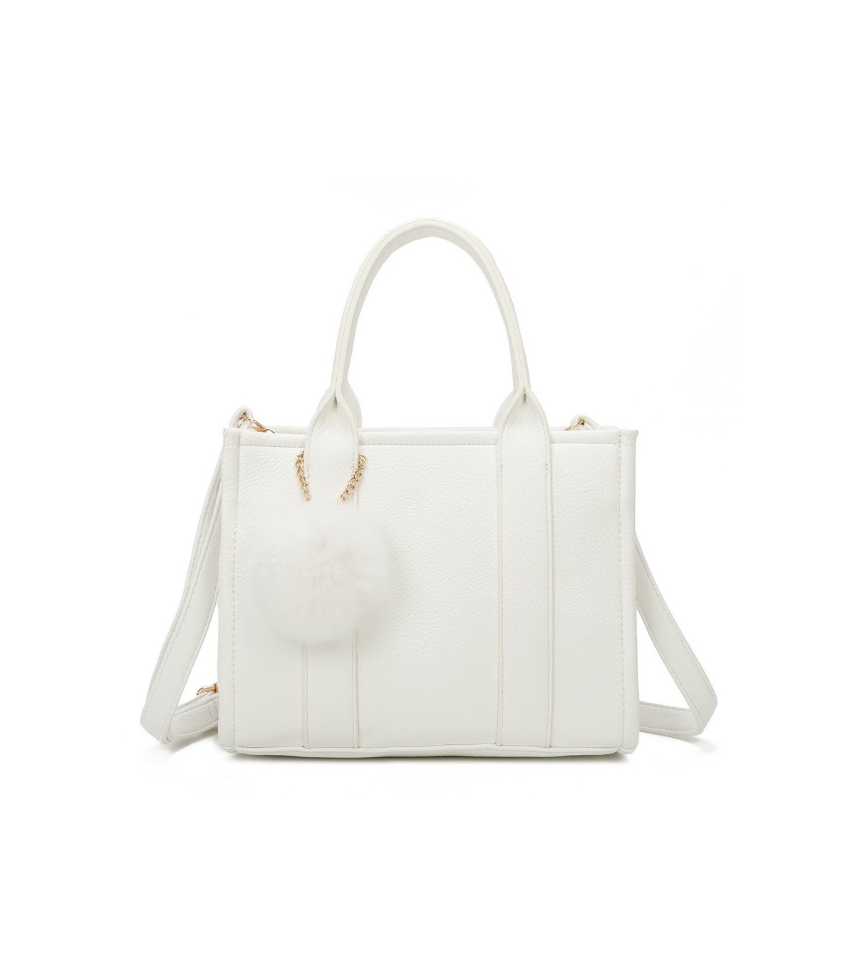 T11566 - Bolso Toten Bag mediano a juego con pompón decorativo