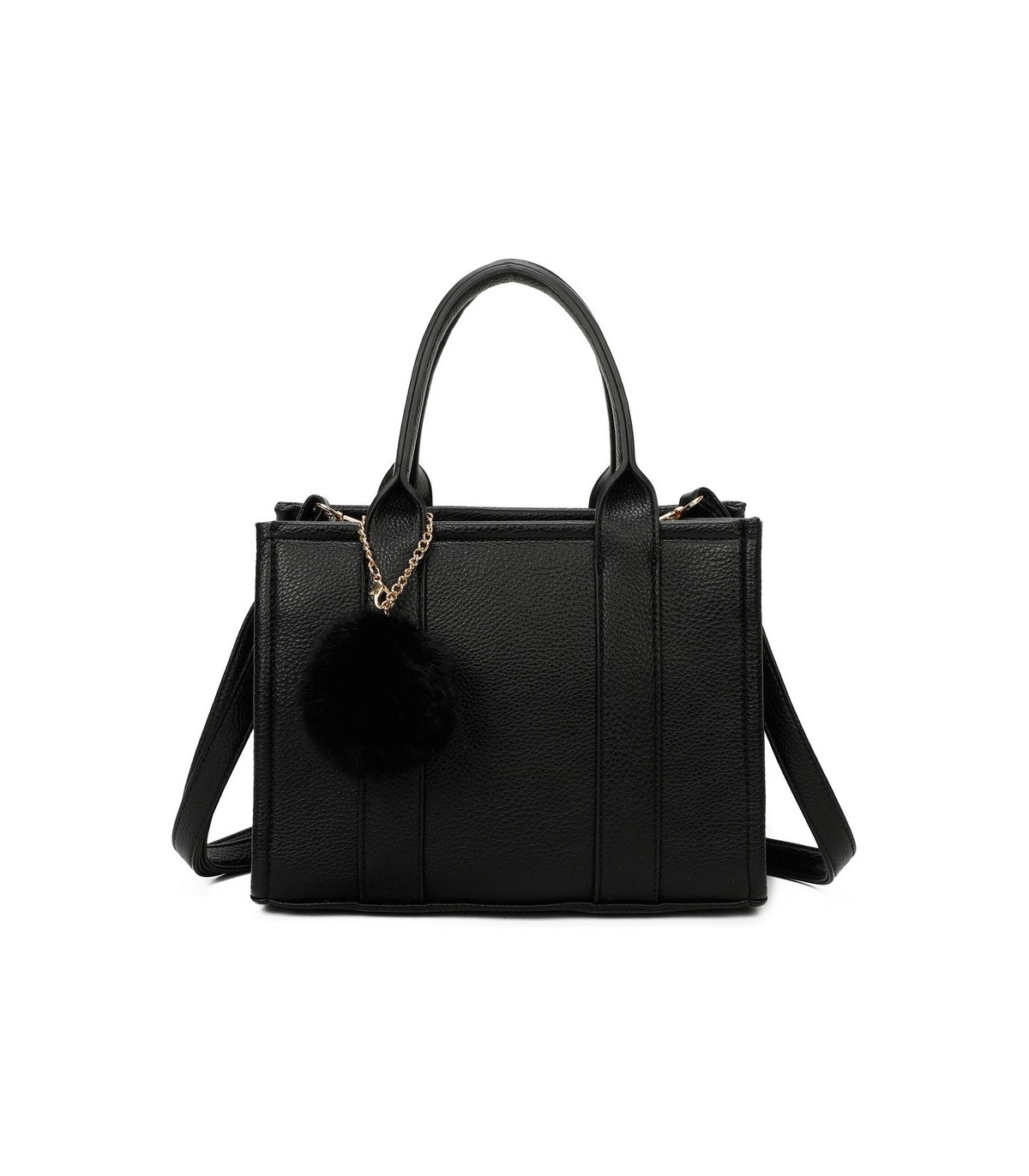 T11566 - Bolso Toten Bag mediano a juego con pompón decorativo