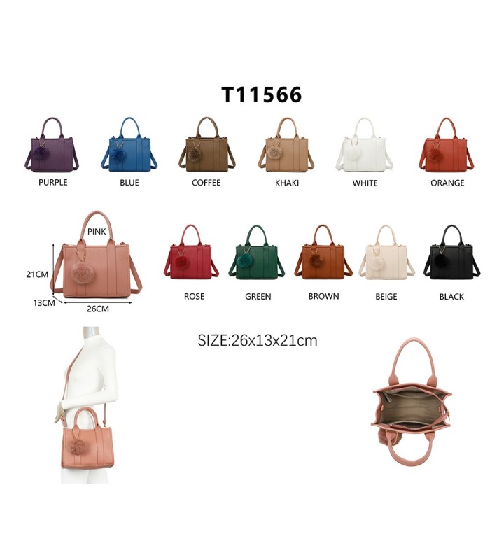 T11566 - Bolso Toten Bag mediano a juego con pompón decorativo