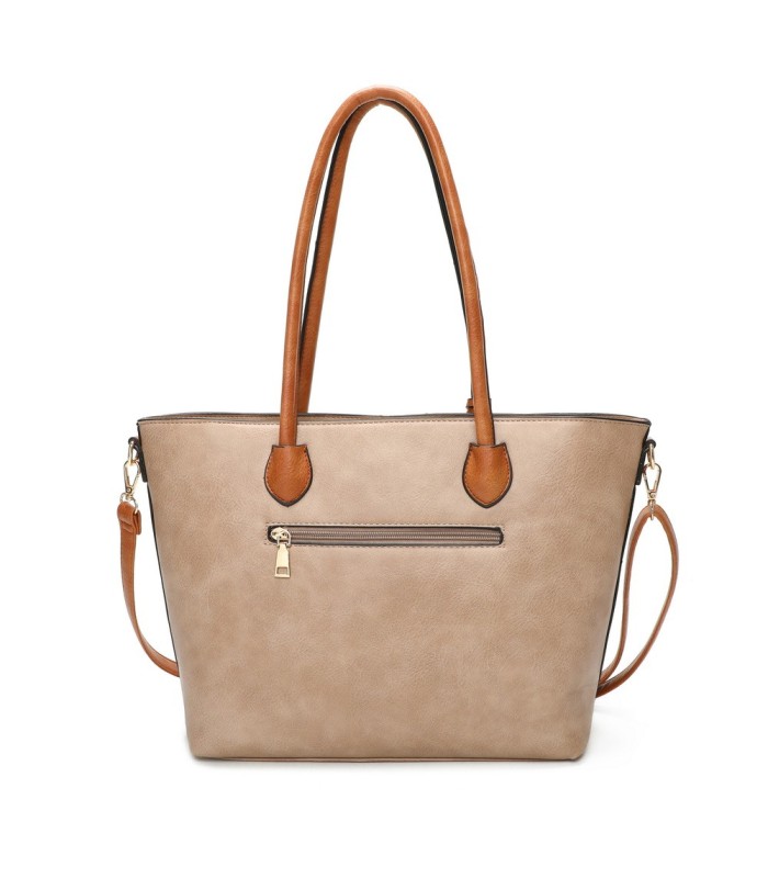 T11621 - Bolso bandolera para mujer con forma de trapecio y pompón a juego