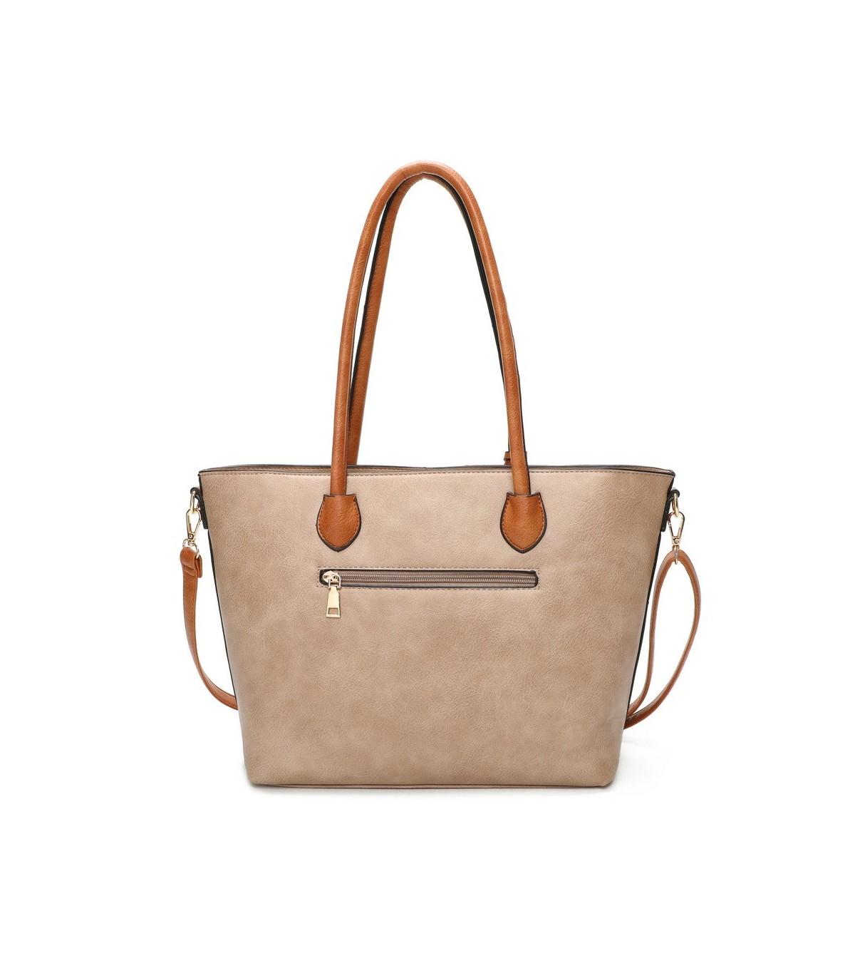 T11621 - Bolso bandolera para mujer con forma de trapecio y pompón a juego