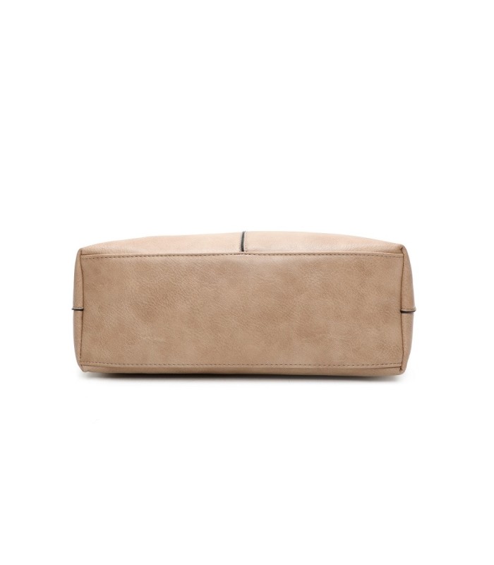 T11621 - Bolso bandolera para mujer con forma de trapecio y pompón a juego