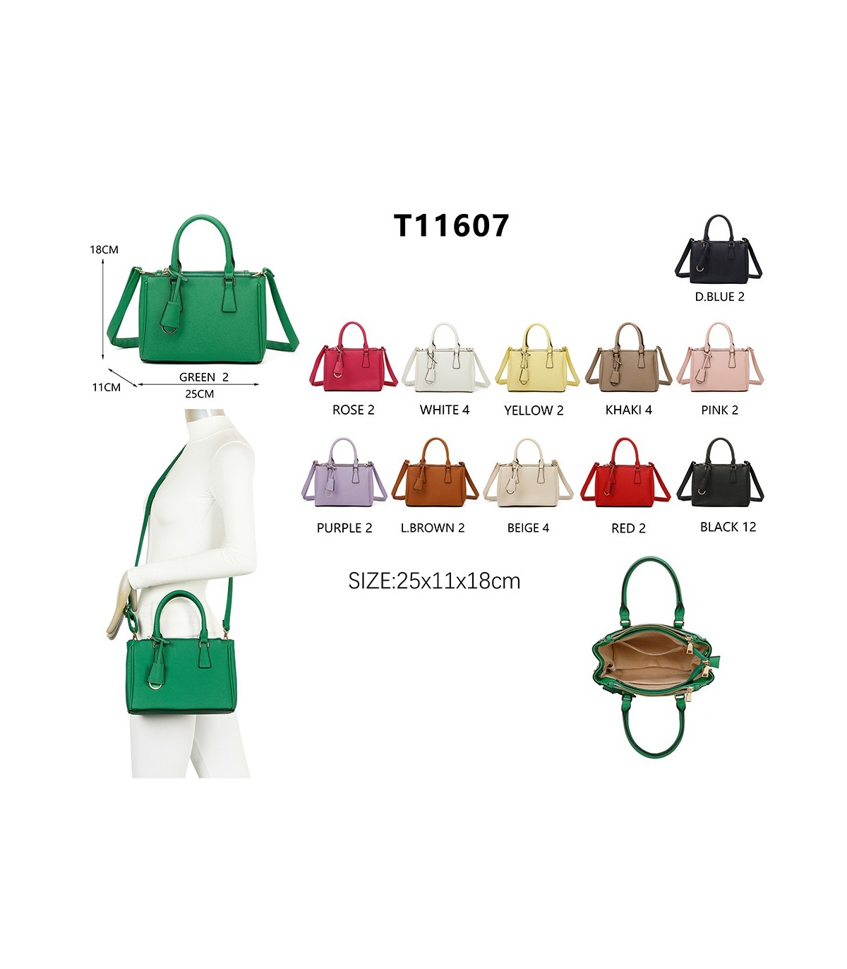T11607 - Bolso bandolera rectangular para mujer con colores de verano