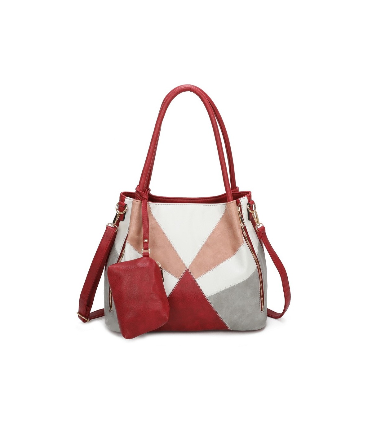 T11613 - Bolsillo bandolera con cremalleras frontales y un bolsillo trasero asas para el hombro