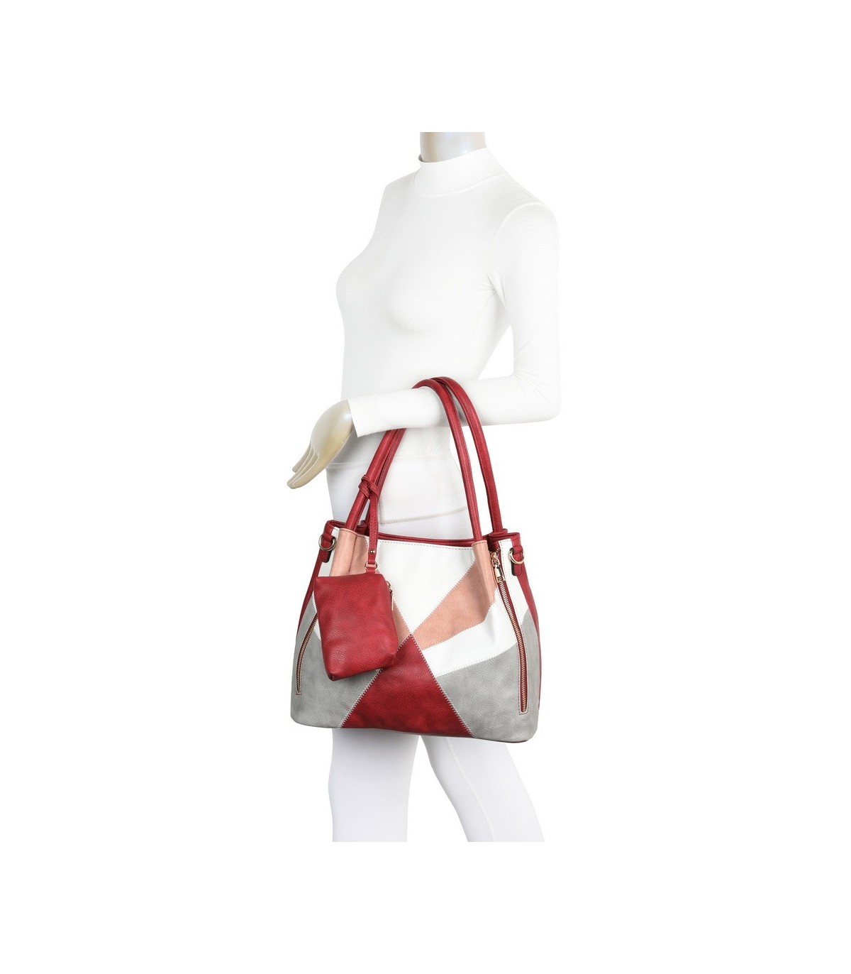 T11613 - Bolsillo bandolera con cremalleras frontales y un bolsillo trasero asas para el hombro