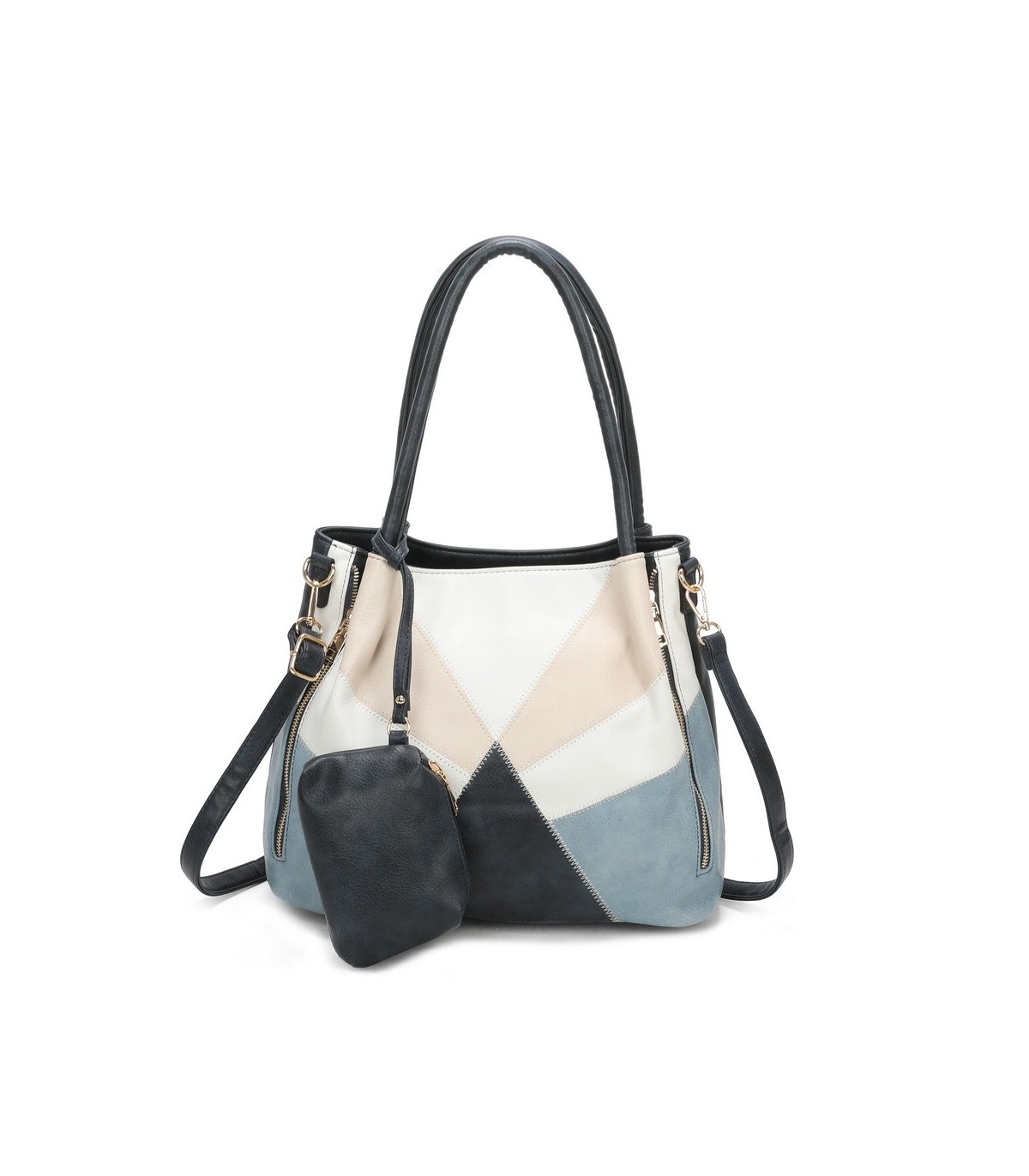 T11613 - Bolsillo bandolera con cremalleras frontales y un bolsillo trasero asas para el hombro