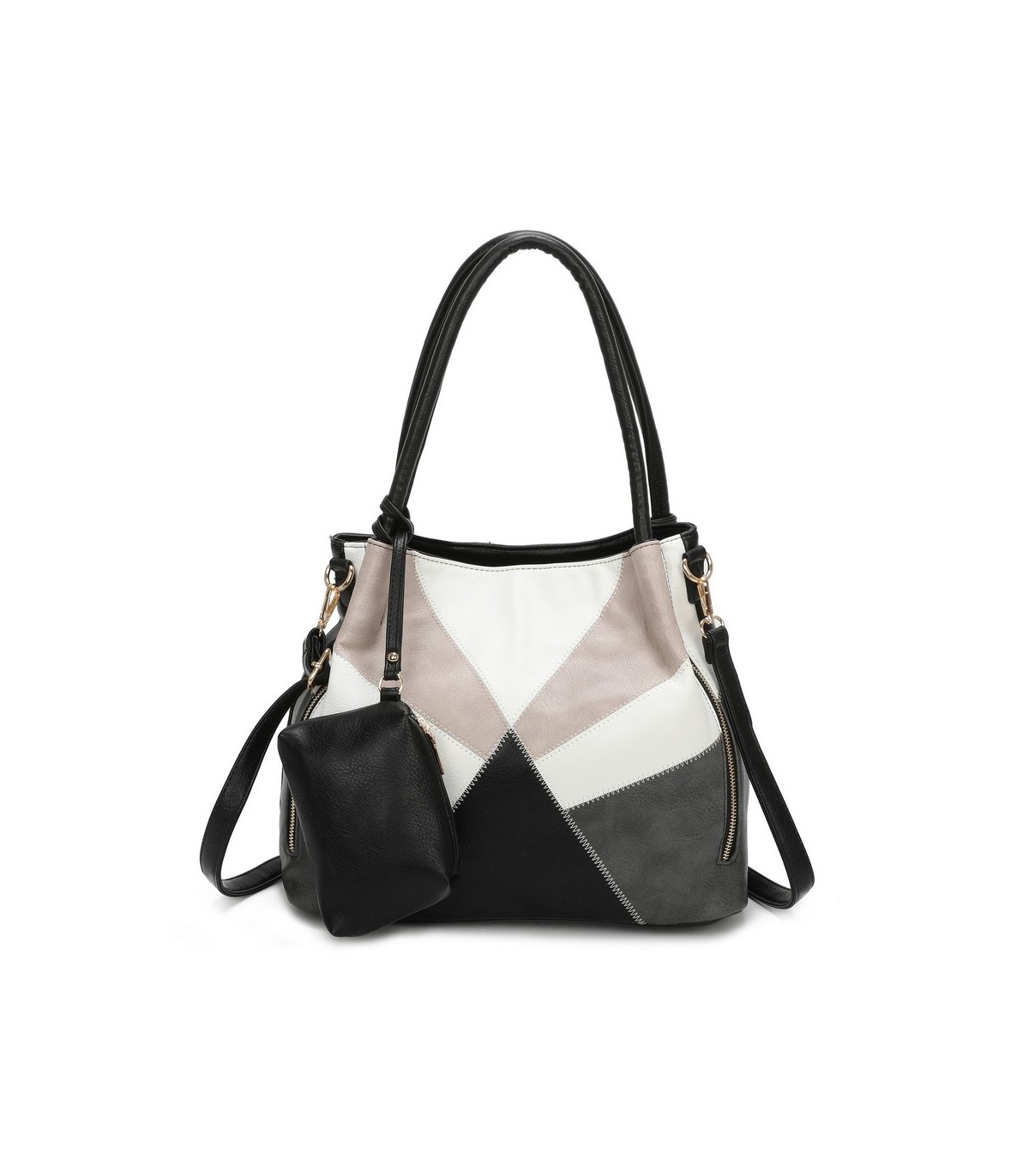 T11613 - Bolsillo bandolera con cremalleras frontales y un bolsillo trasero asas para el hombro