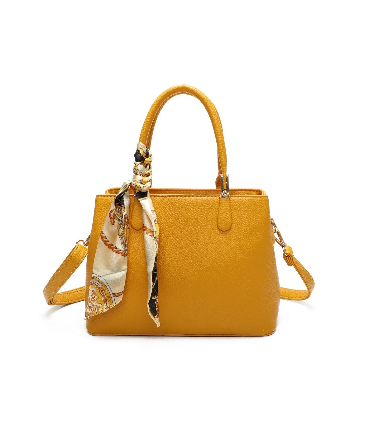T11640 - Bolso bandolera con pañuelo y asas cortas