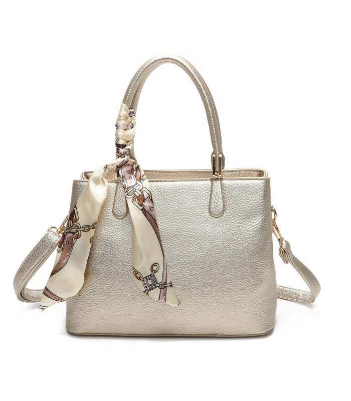 T11640 - Bolso bandolera con pañuelo y asas cortas