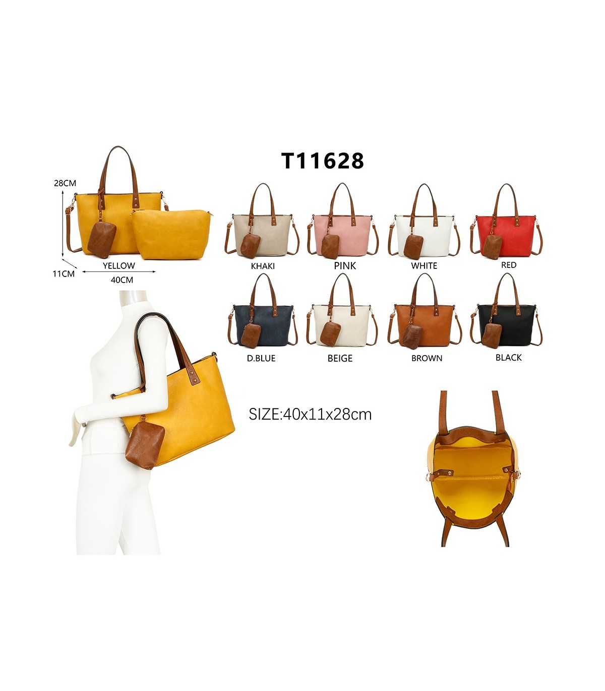 T11628 - Bolso grande con bandolera y monedero externo