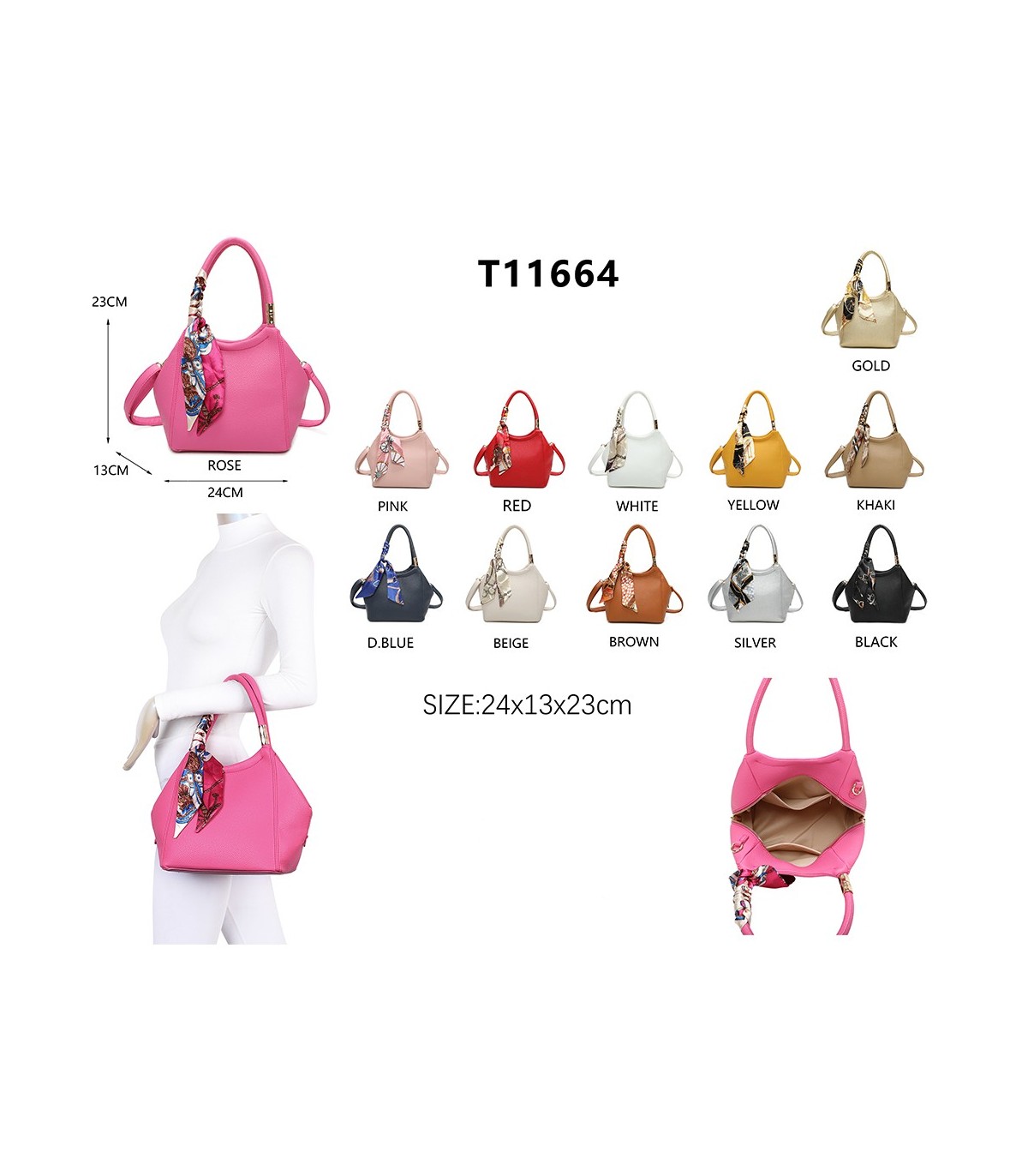 T11664 - Bolso pequeño de mano con pañuelo y bandolera
