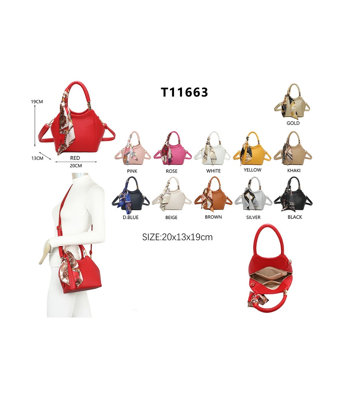T11663 - Bolso pequeño cruzado con bandolera y pañuelo a juego