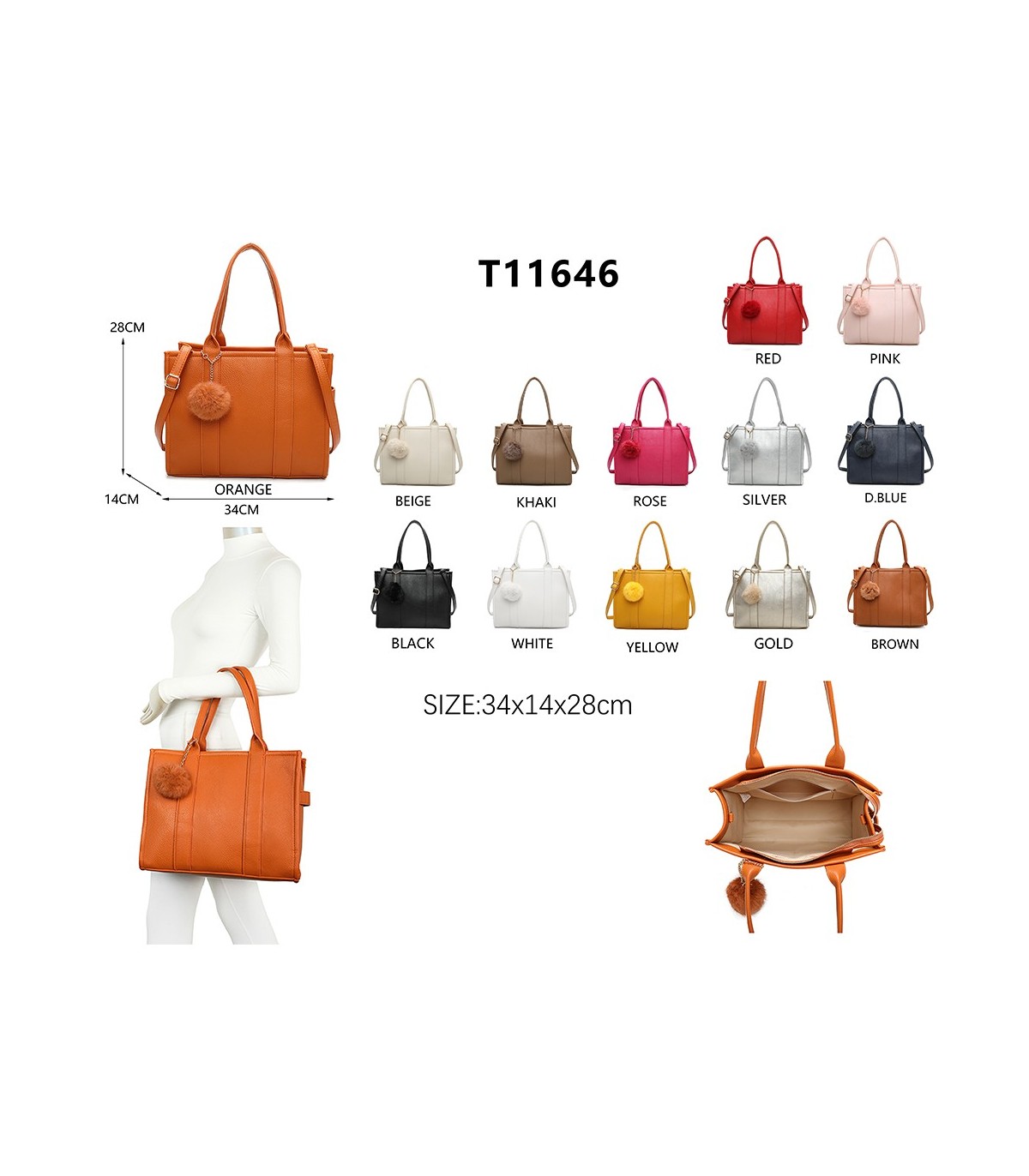 T11646 - Bolso Toten Bag Grande con pompón