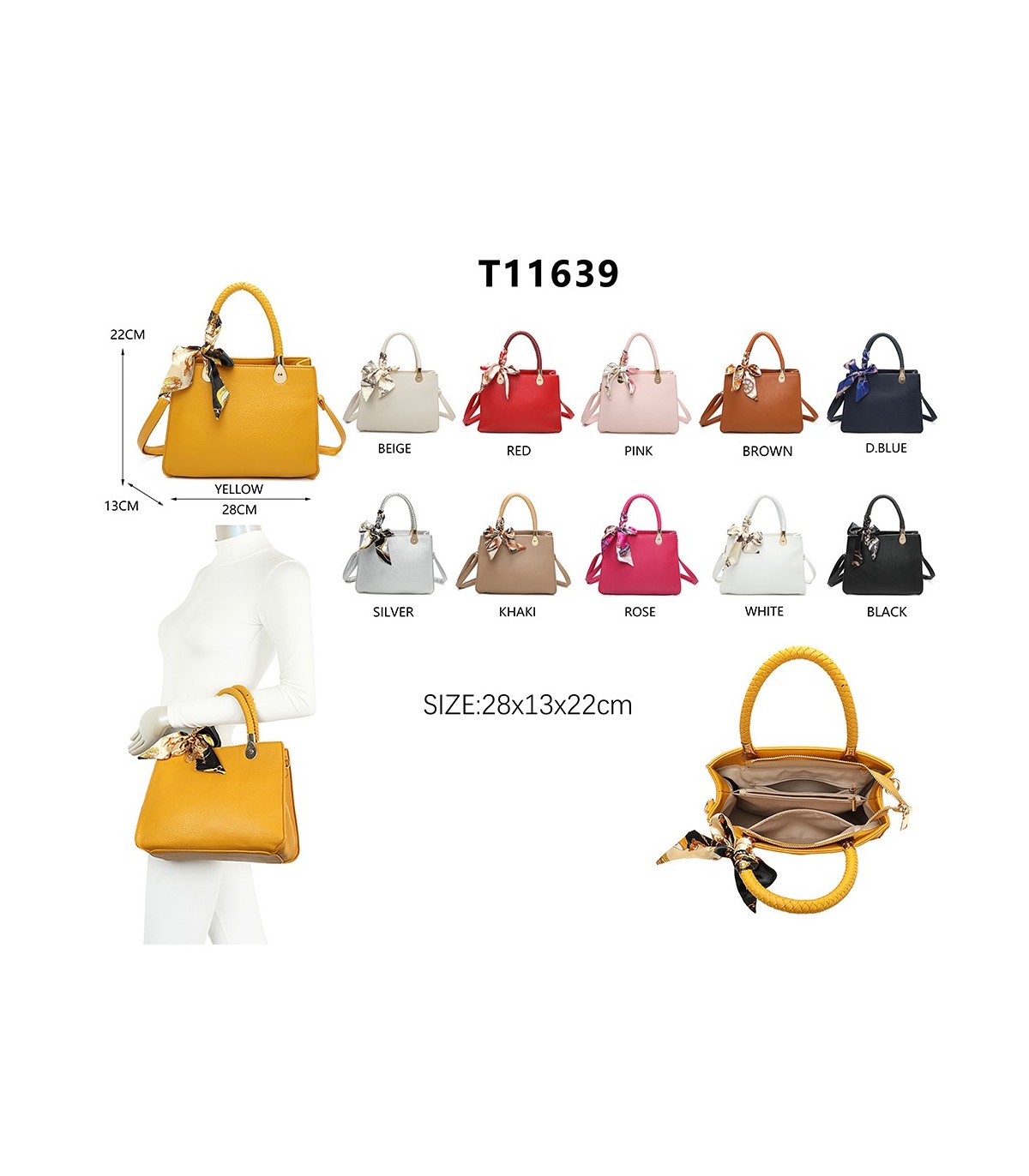 T11639 - Bolso bandolera mediano con pañuelo a juego