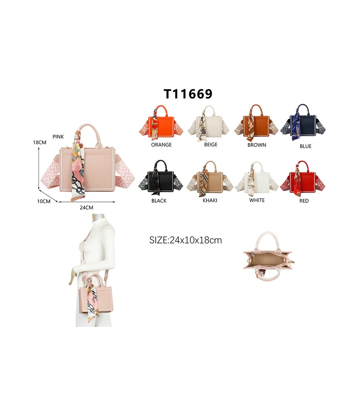 T11669 - Bolso Toten pequeño con pañuelo y asa bandolera