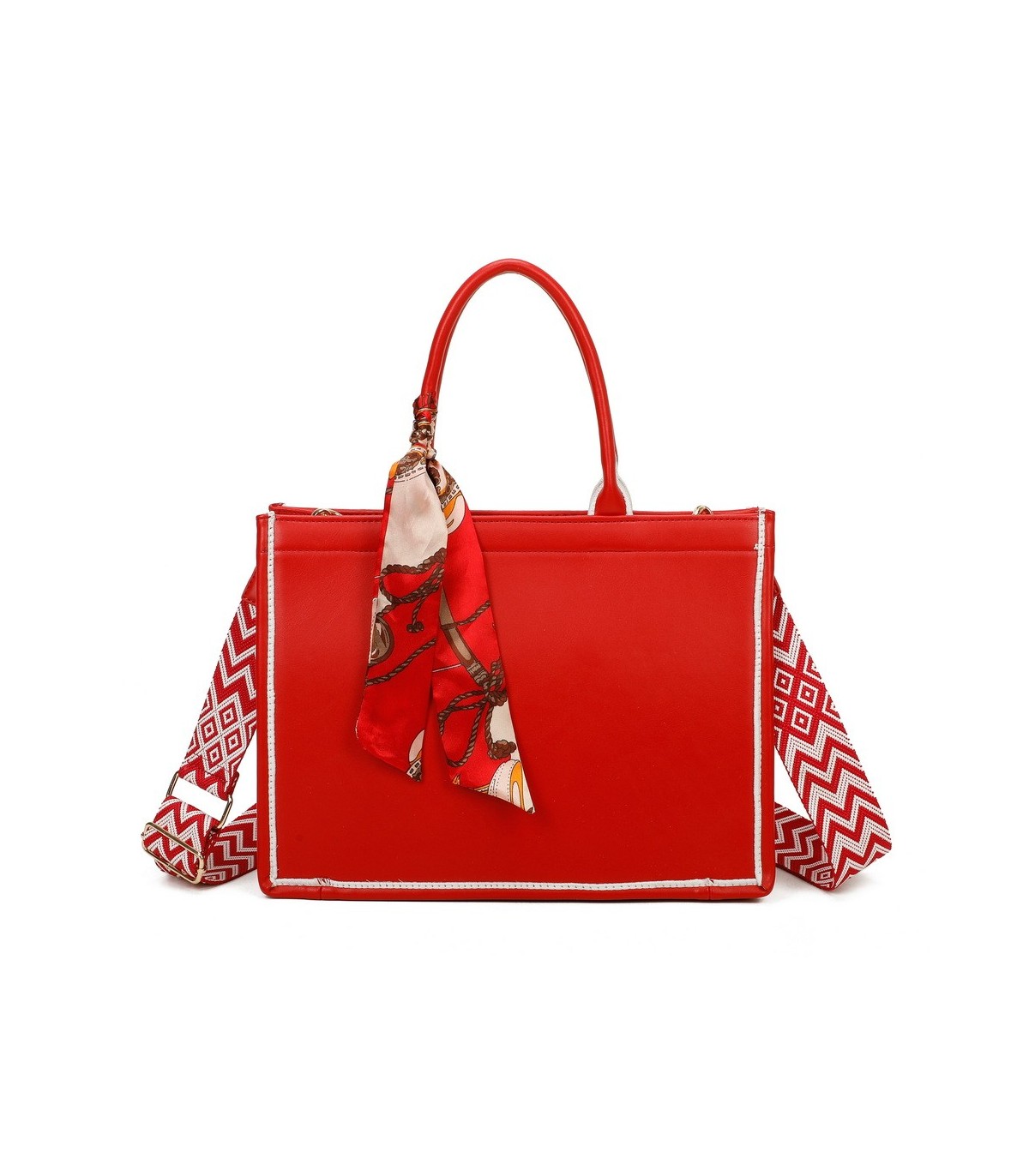 T11670 - Bolso Toten Grande  Bordado y pañuelo a juego y asa para Bandolera