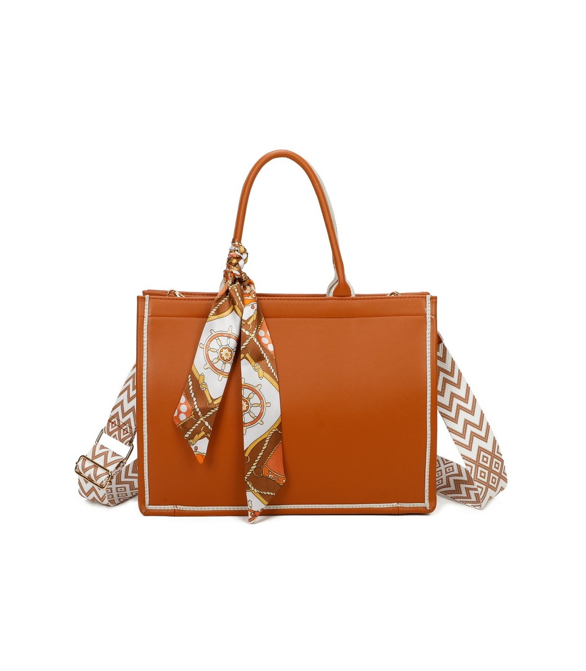 T11670 - Bolso Toten Grande  Bordado y pañuelo a juego y asa para Bandolera
