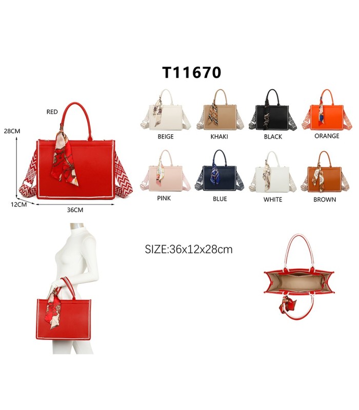 T11670 - Bolso Toten Grande  Bordado y pañuelo a juego y asa para Bandolera
