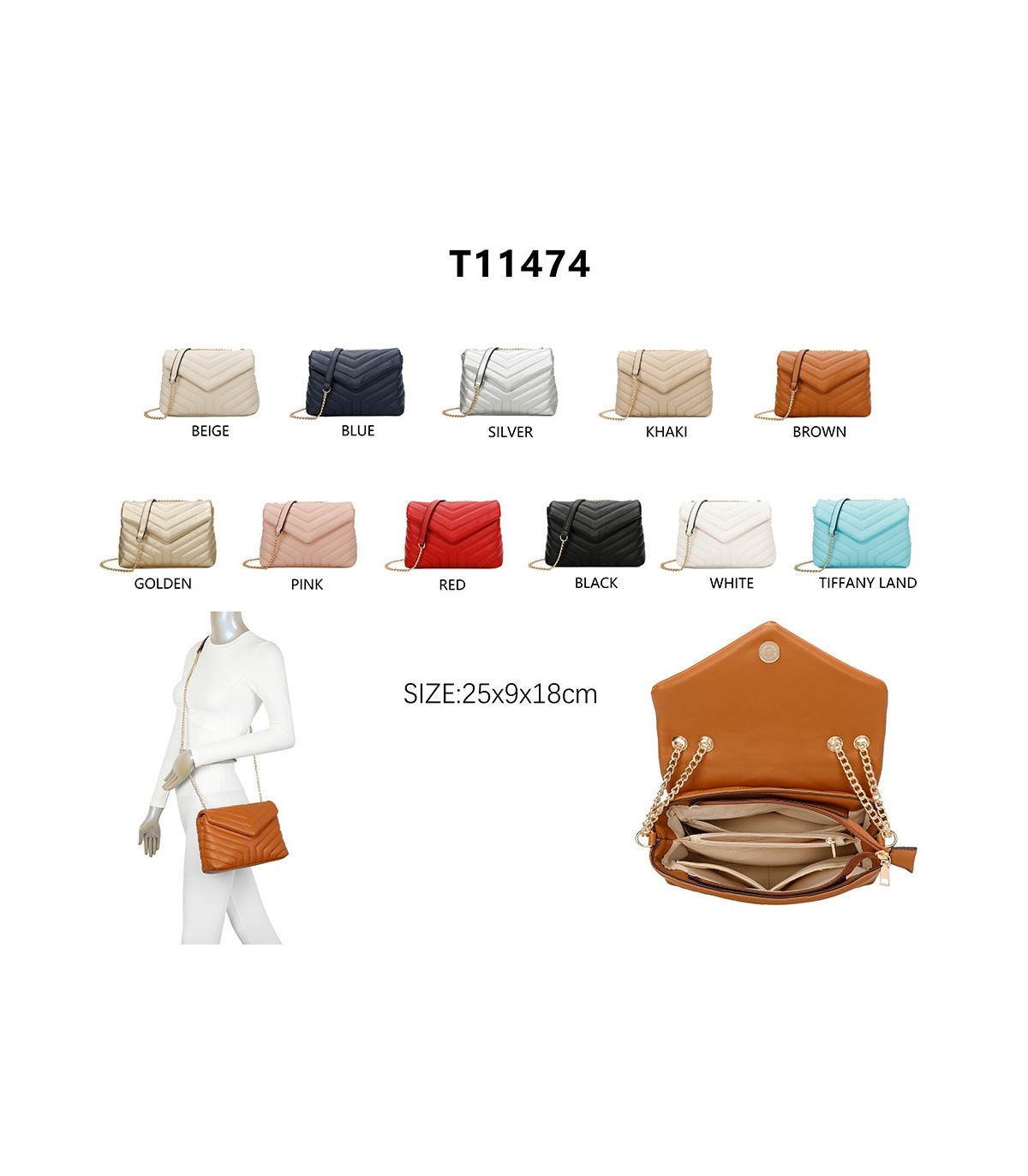 T11474 - Bolso bandolera de dos compartimentos