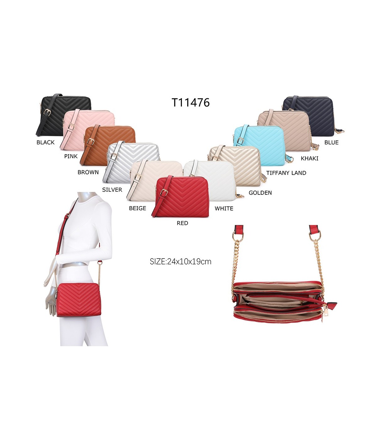 T11476 - Bolso bandolera de dos compartimentos