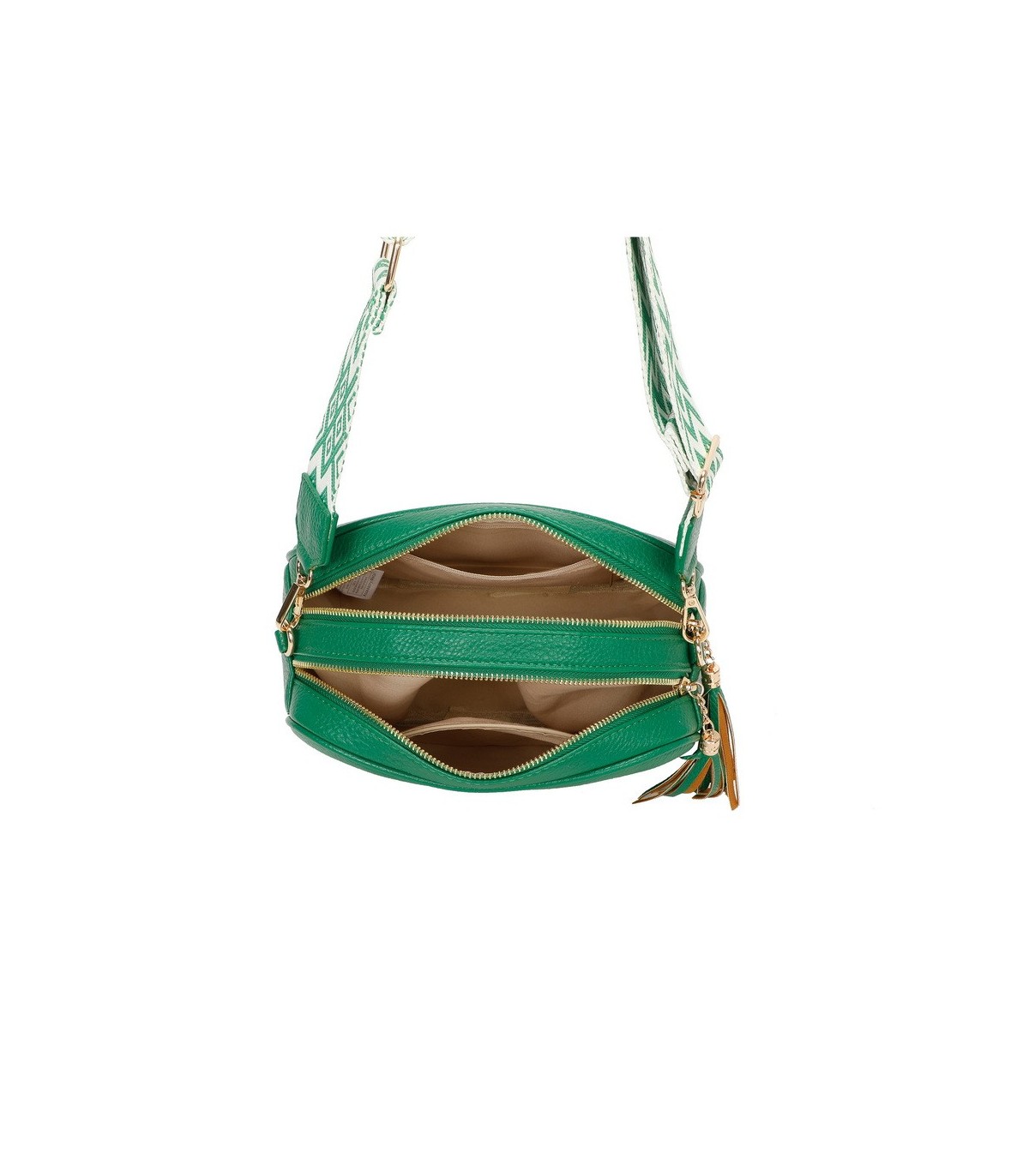 T11569 - Bolso con bandolera de estilo romboidal con dos compartimentos internos