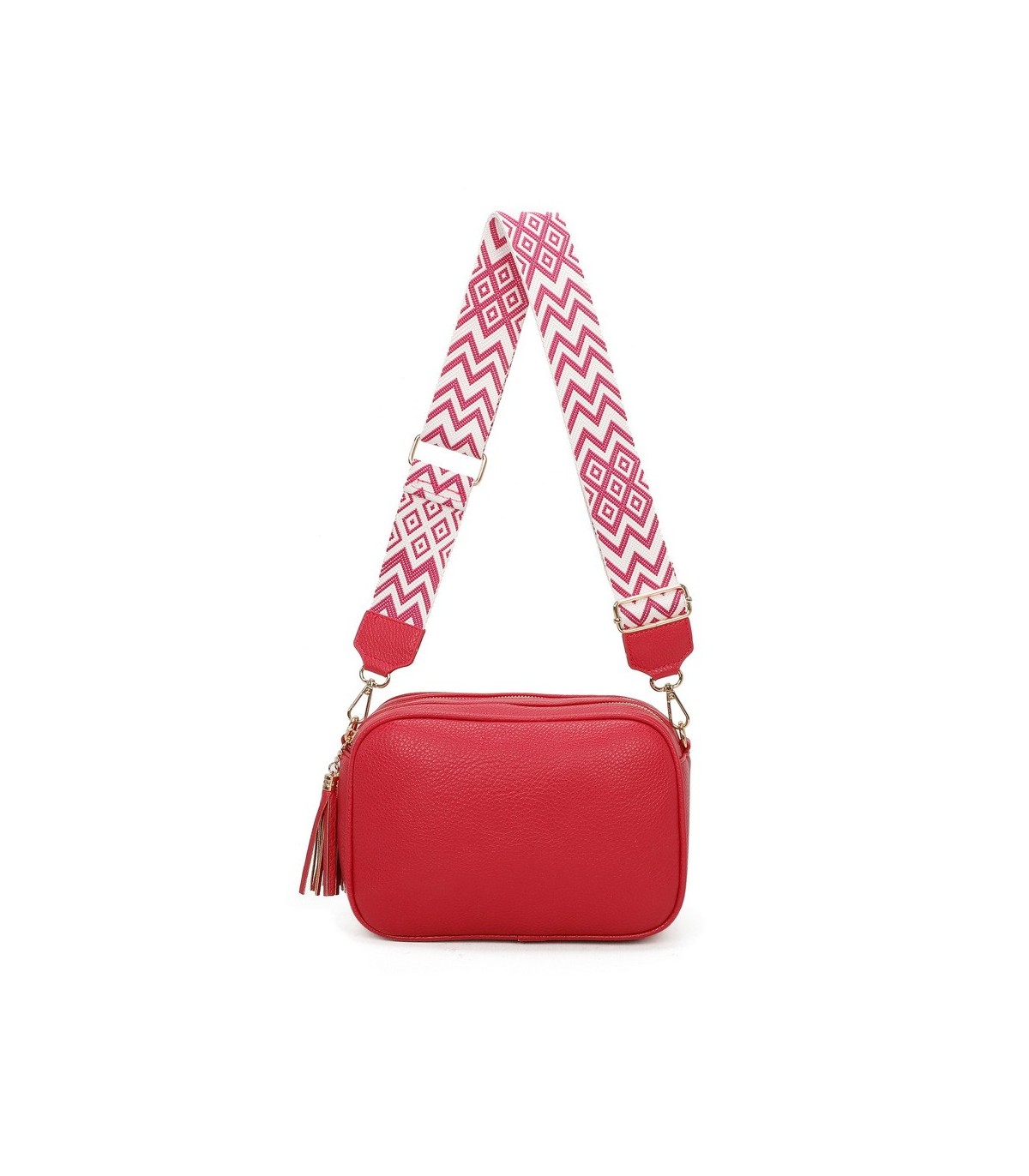 T11569 - Bolso con bandolera de estilo romboidal con dos compartimentos internos