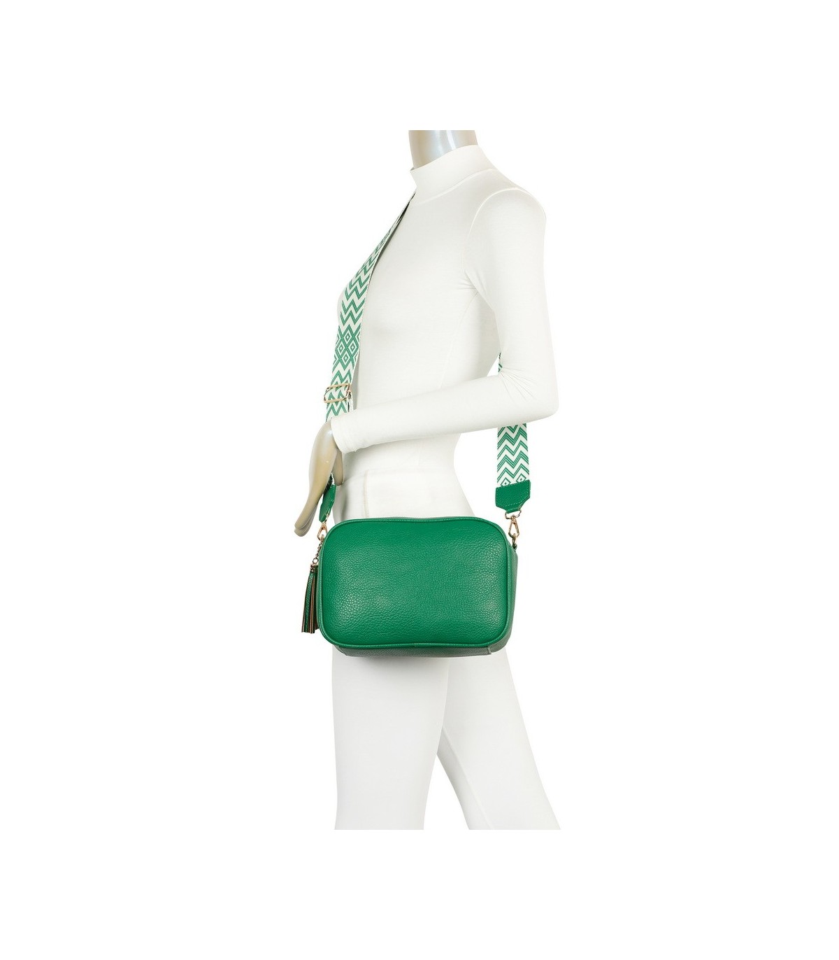 T11569 - Bolso con bandolera de estilo romboidal con dos compartimentos internos