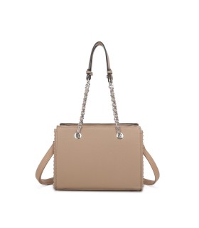 T11592 - Bolso de mano con doble asa de cadena entrelazada