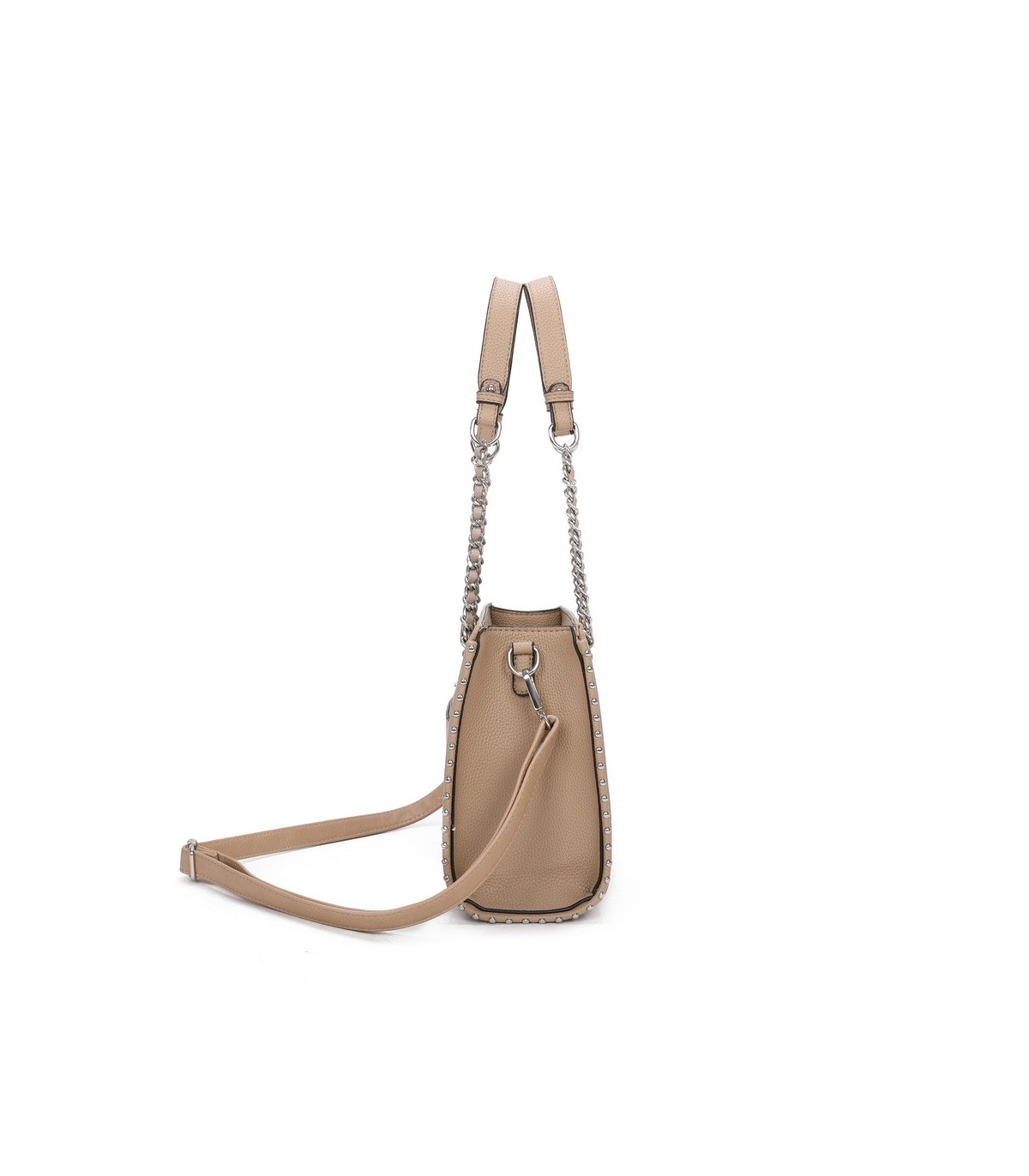 T11592 - Bolso de mano con doble asa de cadena entrelazada