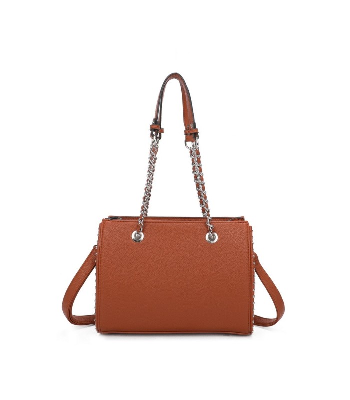 T11592 - Bolso de mano con doble asa de cadena entrelazada