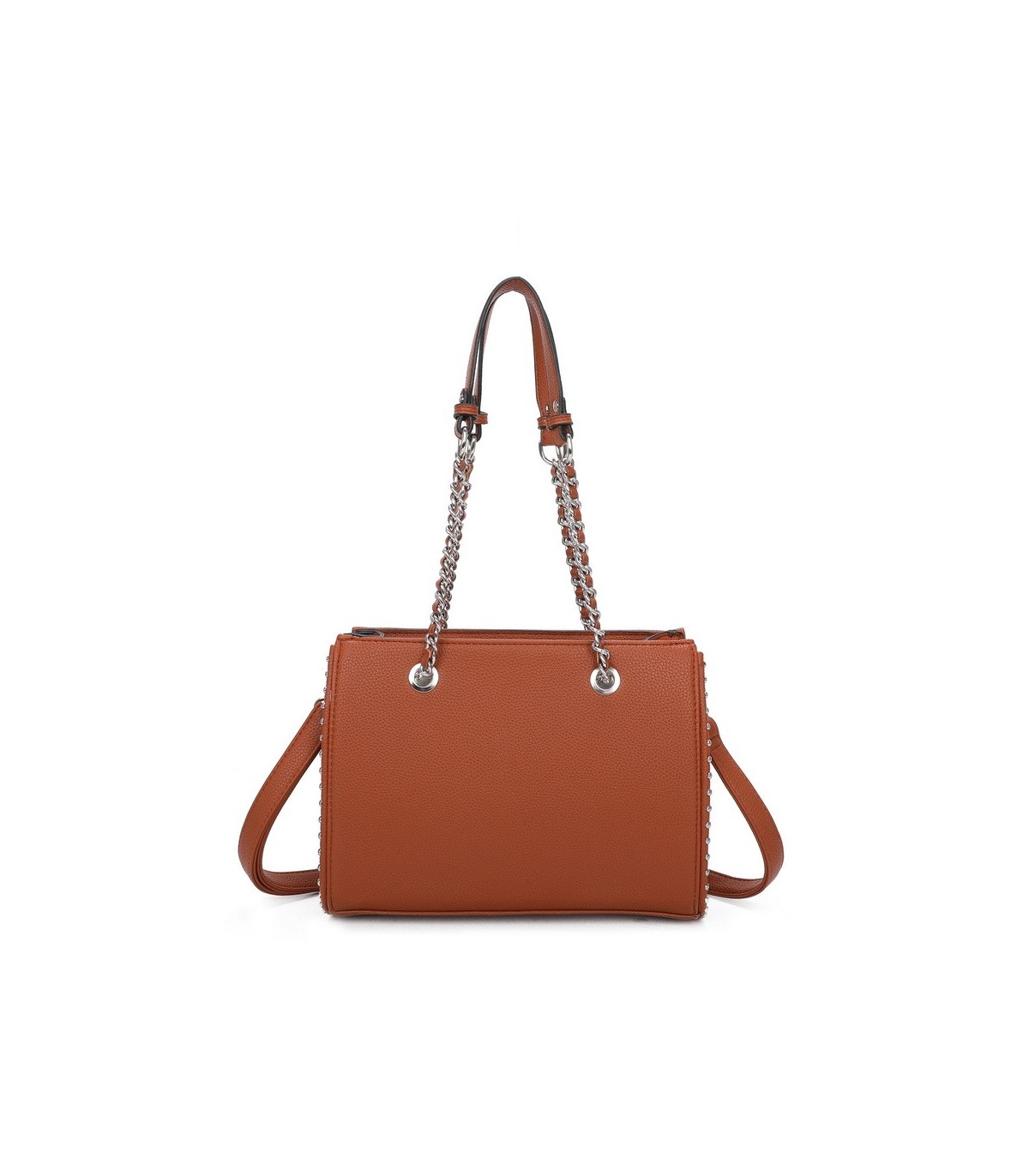 T11592 - Bolso de mano con doble asa de cadena entrelazada