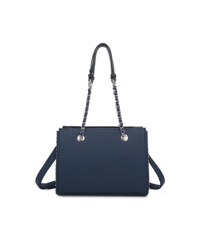 T11592 - Bolso de mano con doble asa de cadena entrelazada