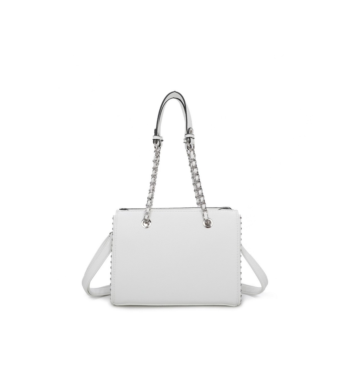 T11592 - Bolso de mano con doble asa de cadena entrelazada