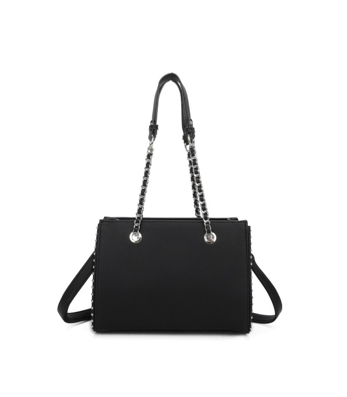 T11592 - Bolso de mano con doble asa de cadena entrelazada