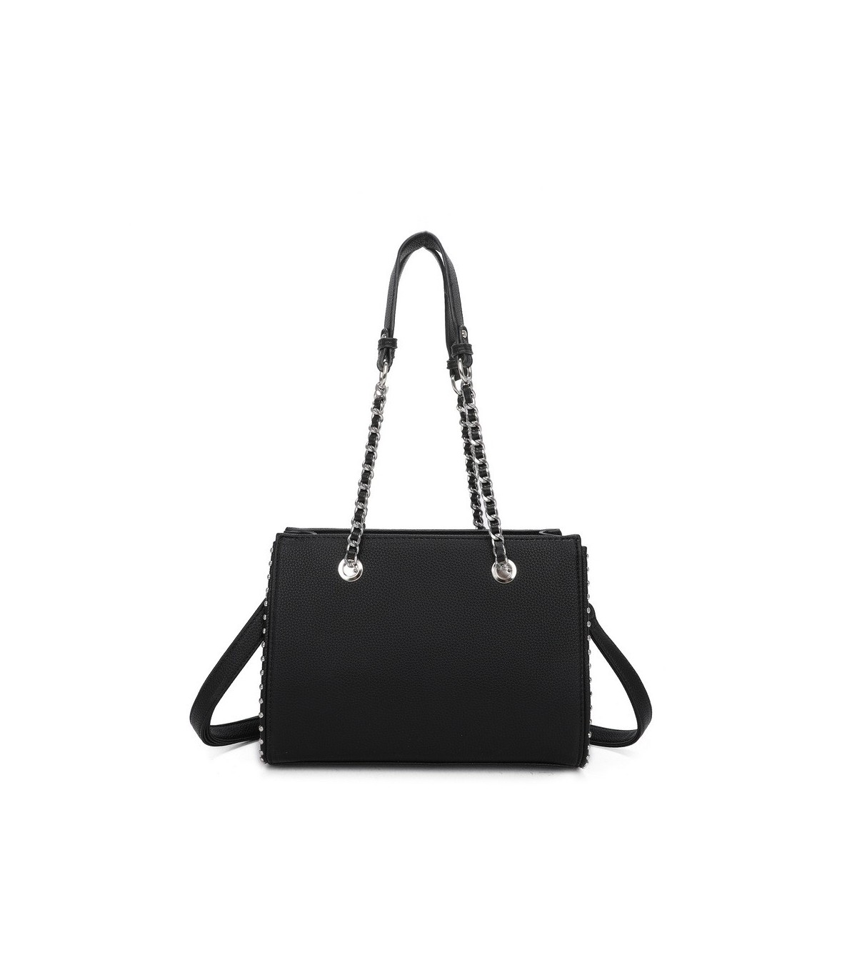T11592 - Bolso de mano con doble asa de cadena entrelazada