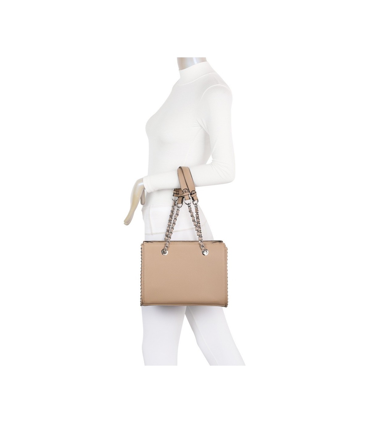 T11592 - Bolso de mano con doble asa de cadena entrelazada