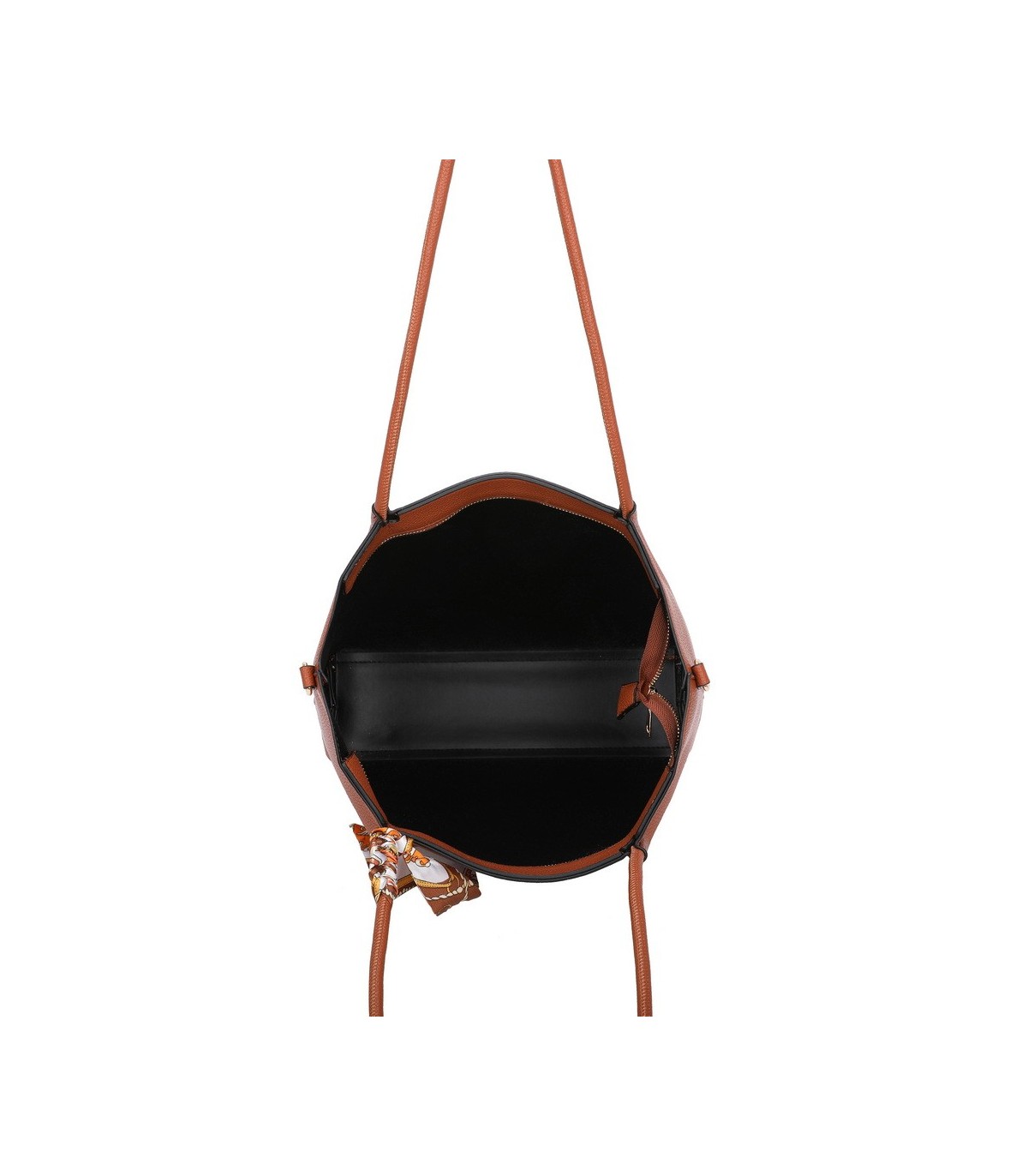 T11585 - Bolso bandolera con pequeño bolso interior de cierre de botón y pañuelo y bandolera rayada