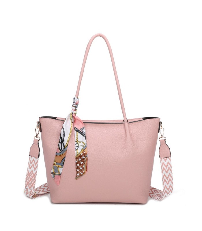 T11585 - Bolso bandolera con pequeño bolso interior de cierre de botón y pañuelo y bandolera rayada