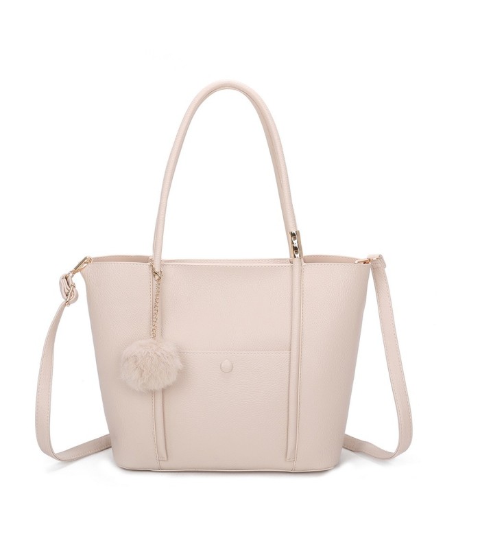 T11563 - Bolso bandolera con pompón y bolsillo frontal