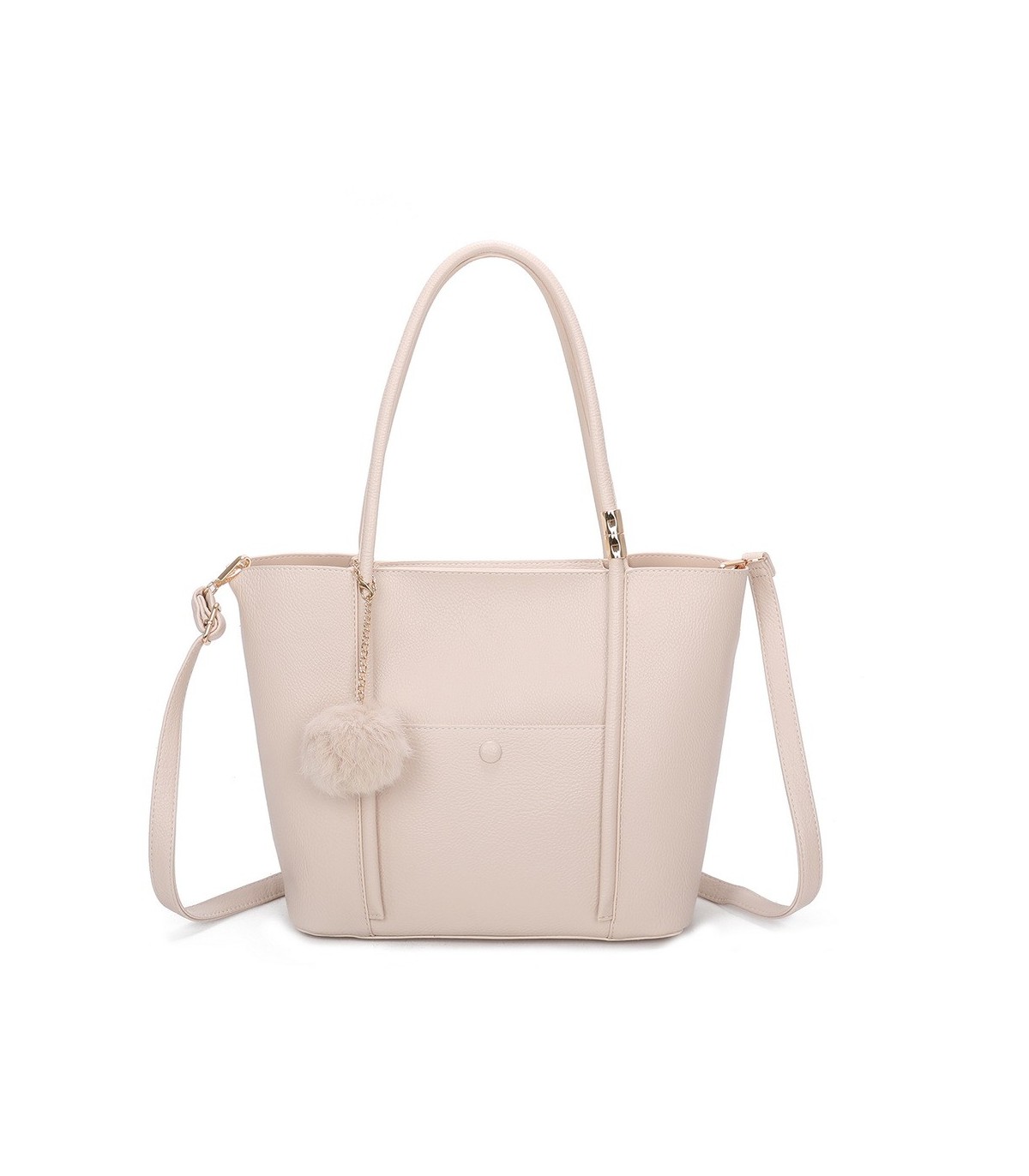 T11563 - Bolso bandolera con pompón y bolsillo frontal