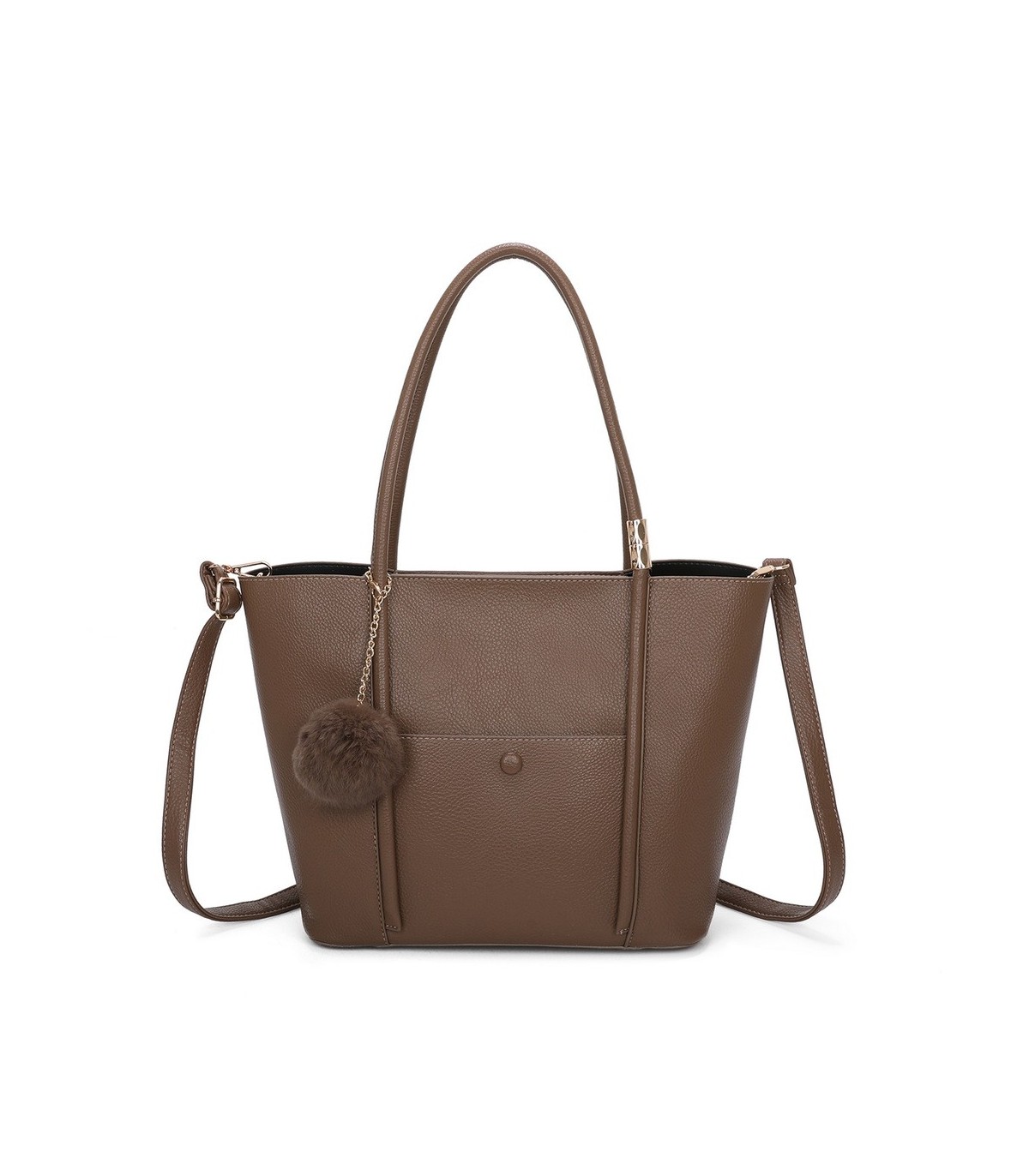 T11563 - Bolso bandolera con pompón y bolsillo frontal